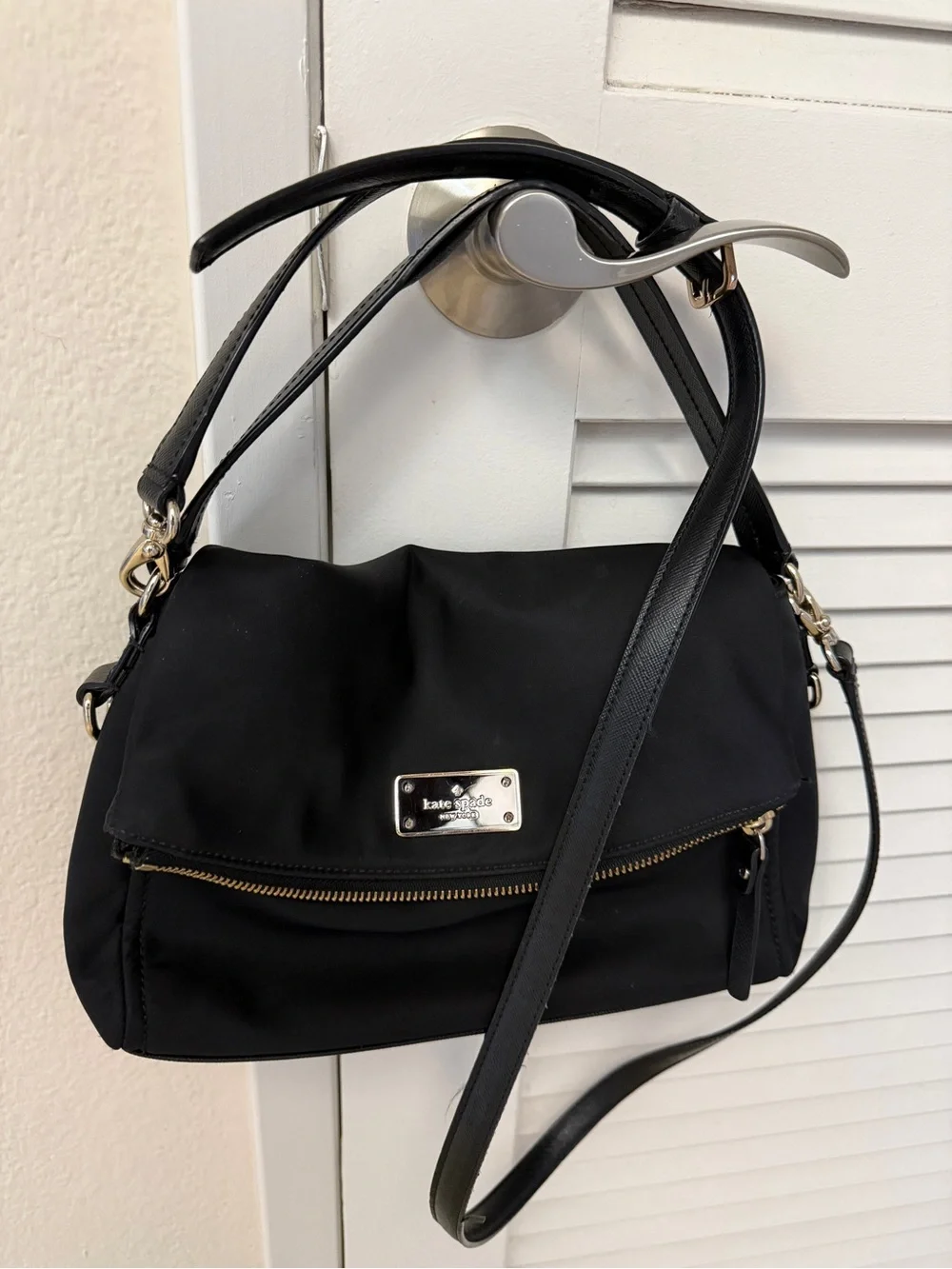 Kate Spade New York Black Nylon Crossbody Shoulder Bag Convertible Purse